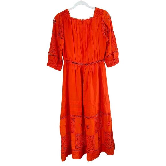 Hunter Bell Rowe Cherry Red Midi Maxi Crochet Cut Out Linen Dress Tuckernuck - Picture 8 of 14